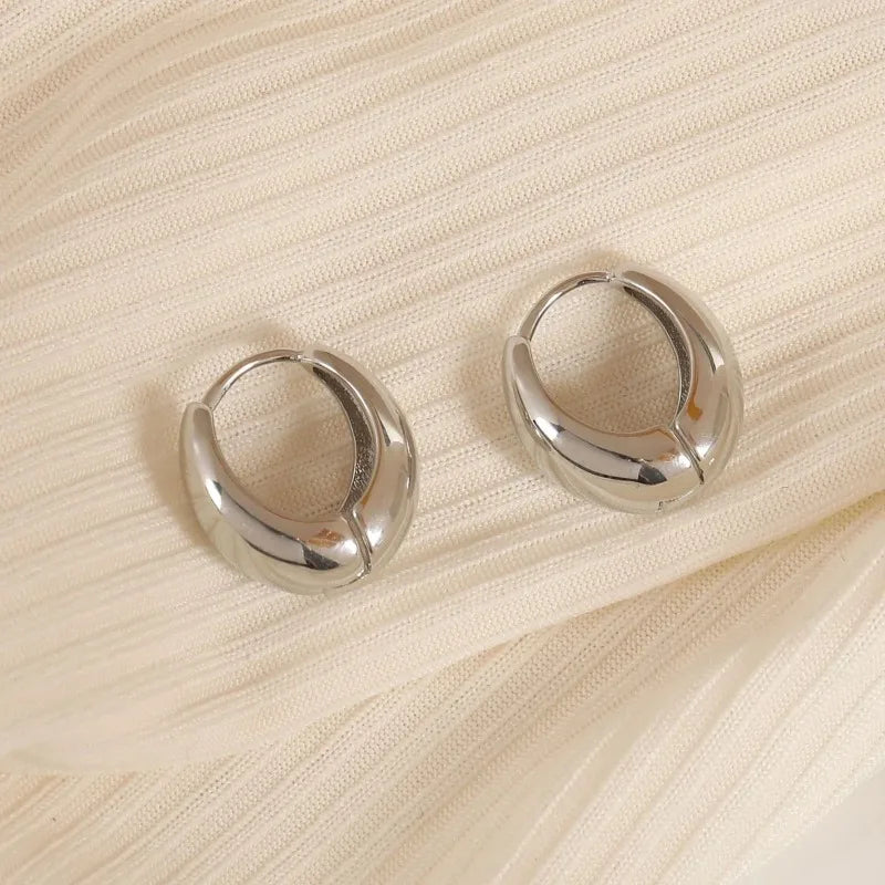 Vintage Chunky Stainless Steel Hoop Earrings For Women Fashion Simple Round Circle Simple Earrings Party Jewelry Holiday Gifts
