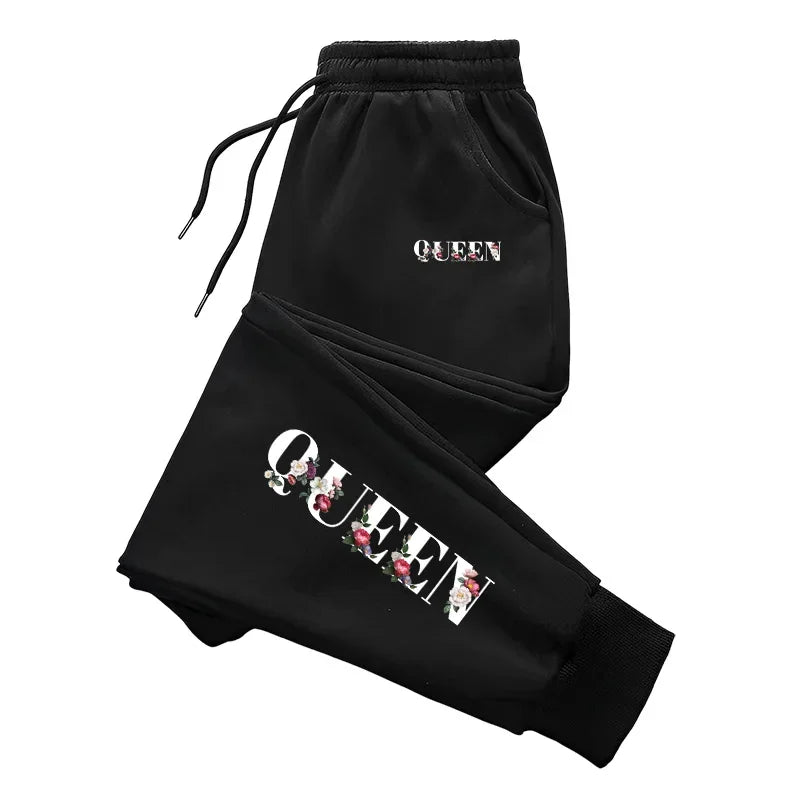 Queen Printing Womens Sweatpants Casual Trousers Outdoors Sports Jogging Woman Clothing Daily Sportswear Fashion Street Pants