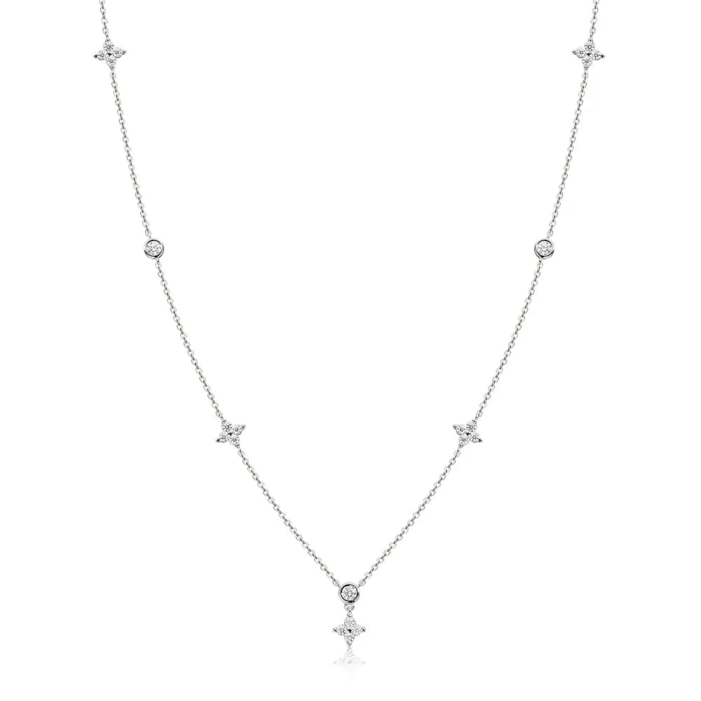 KNOBSPIN Moissanite Necklaces for Women Four Leaf Clover Diamond Pendant s925 Sterling Silver 18k Dainty Daily Necklace Jewelry