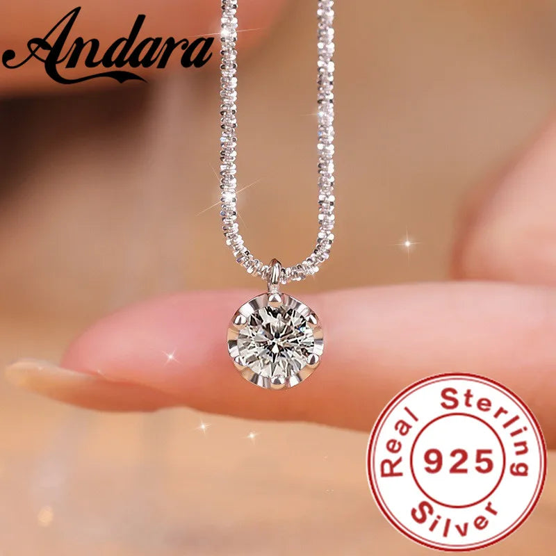 Andara Luxury 925 Sterling Silver AAAAA Zircon Pendant Necklace Fashion Italian Silver Necklace Women Jewelry
