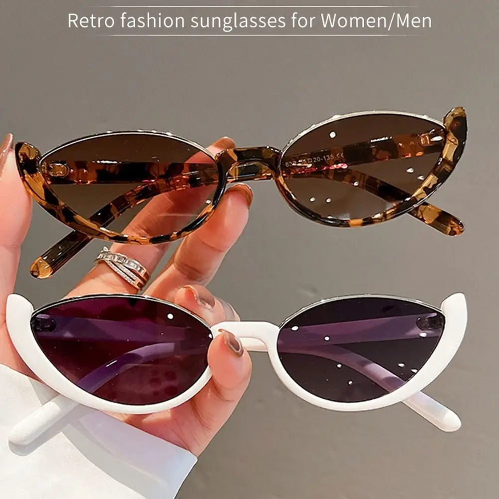 Vintage Small Cat Eye Sunglasses for Women Trendy Half-frame Sun Glasses UV400 Fashion Shades Eyewear Summer Anti UV Sunglasses