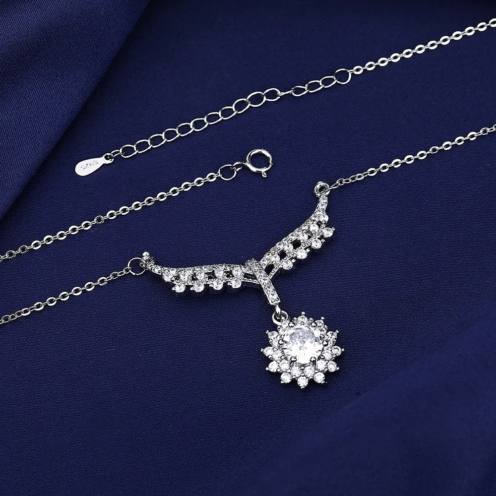 925 Sterling Silver Angel Wings Clavicle Chain Pendant Necklace Sparkling Zircon Women's Necklace Birthday Party Gift Jewelry