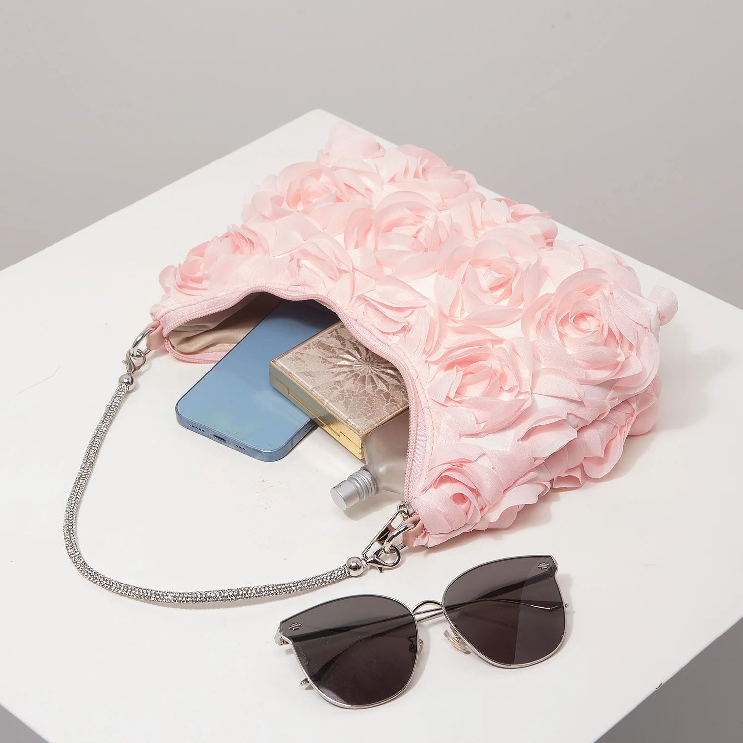 Rose Flower Shoulder Bag, Prom Dresses for Women, Sequin Bag, Luxury Handbag, Elegant Bag for Women, Wedding Items (Random Pattern)