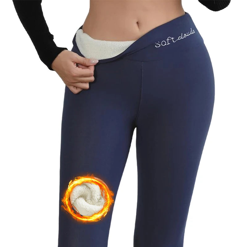 S-XL Autumn Winter Women Fleece Leggings Letter Embroidery Design Warm Velvet Thicken High Waist Butt-Lifting Tights Casual Wear