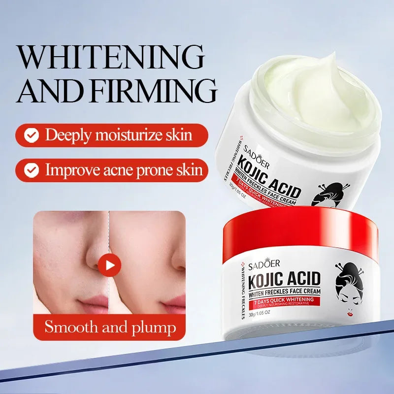 SADOER Kojic Acid Skin Care Sets Moisturizing Freckle Removing Face Cream Anti Dark Circles Eye Cream Travel Size Skin Care
