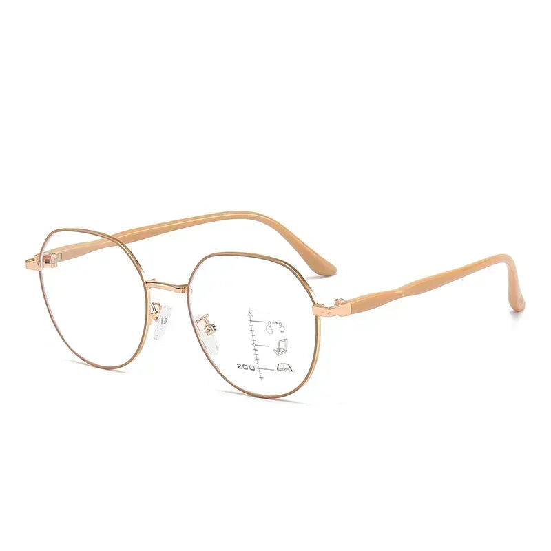 2024 Unisex Progressive Multifocal Reading Glasses Fashion Womens Round Presbyopia Eyeglasses Men Ultralight HD Computer Eyewear