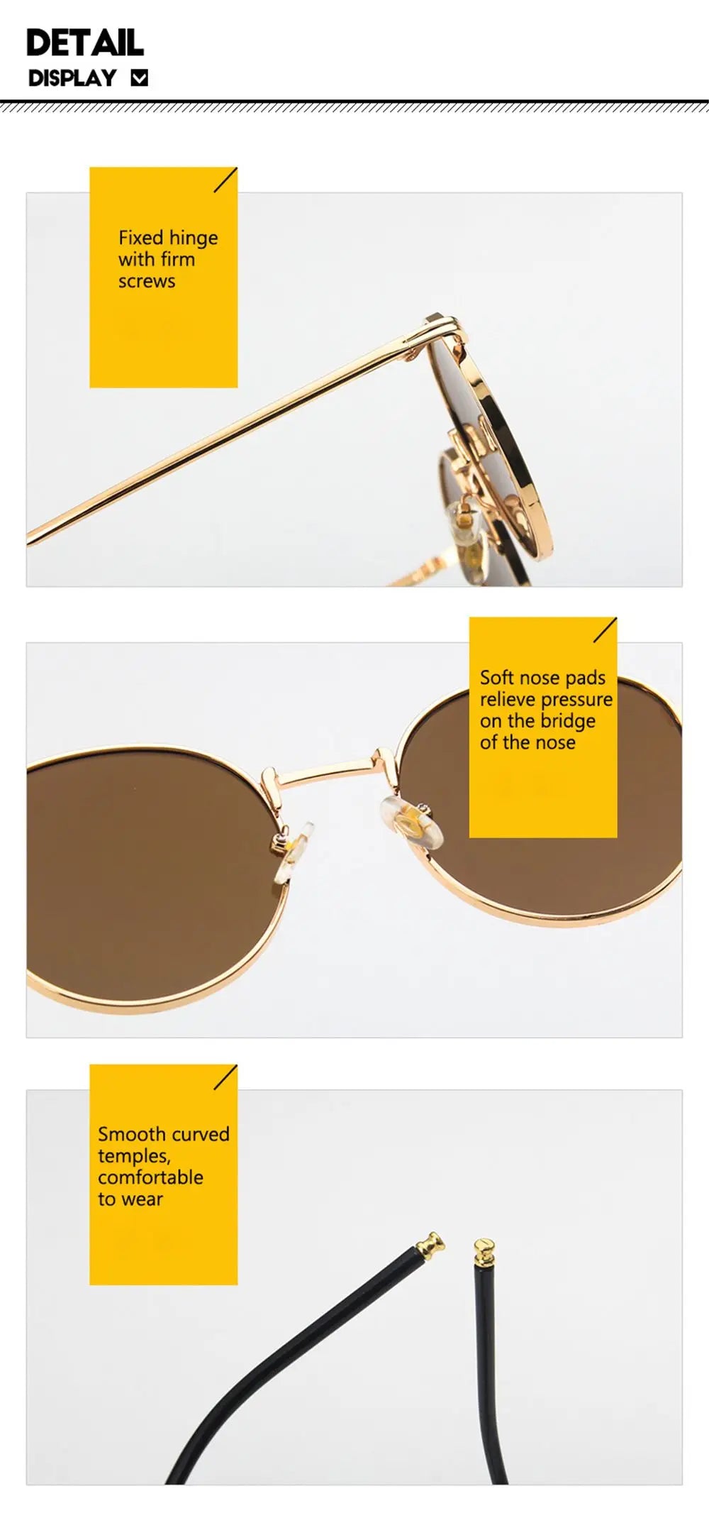 Fashion Glasses Fishing Metal Frame Shades Round Sun Glasses Women's Eyewear Women Men Sunglasses