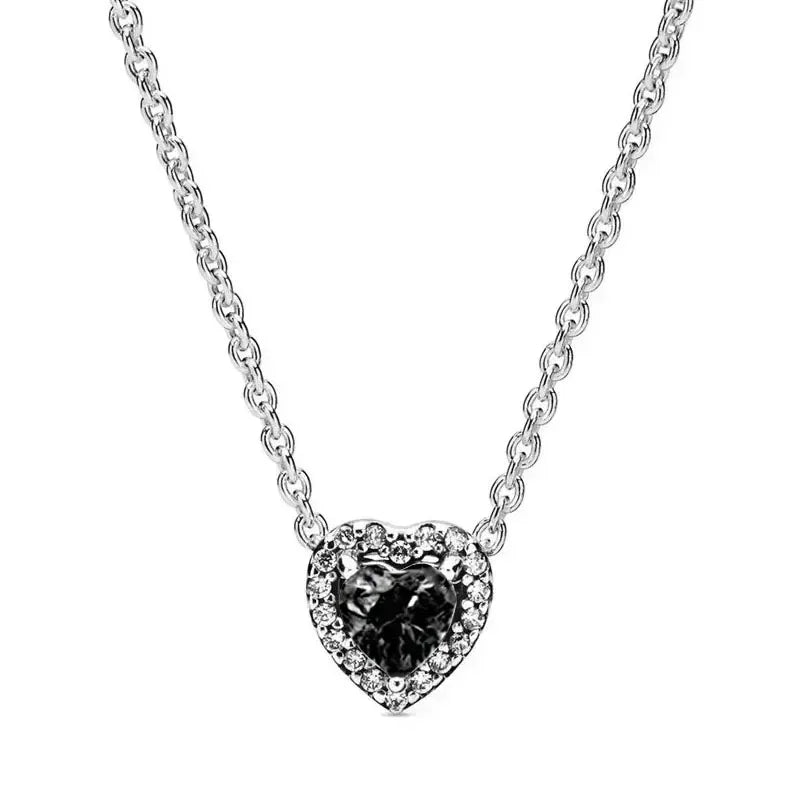 New 925 sterling silver heart-shaped earrings, rings, necklaces, pink red rainbow luxury set, sparkling charm jewelry,  gifts