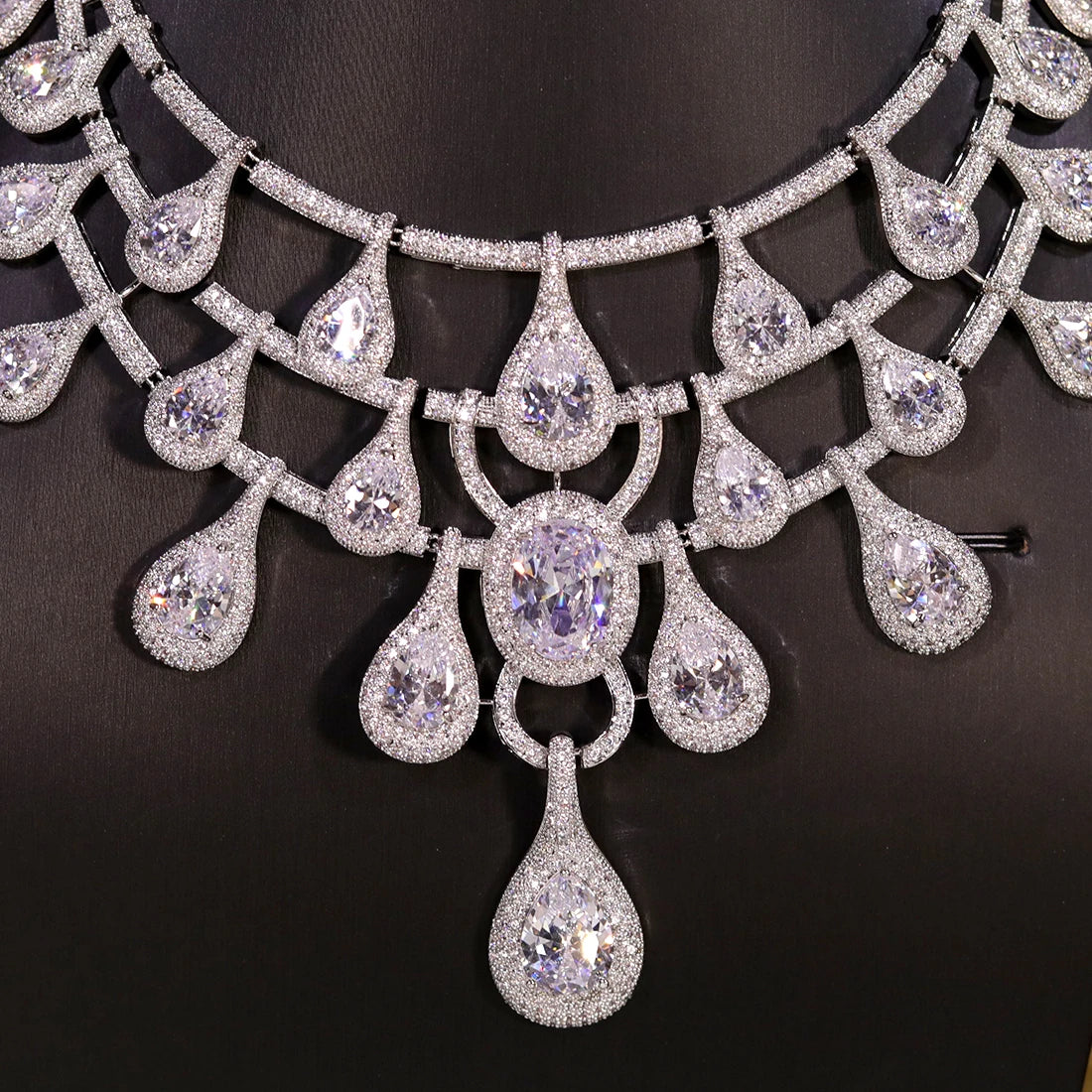 ASNORA Luxury 2PCS Big Water Drop Pendant Necklace African Jewelry Set For Women Wedding Party CZ Dubai Bridal Jewelry Indian