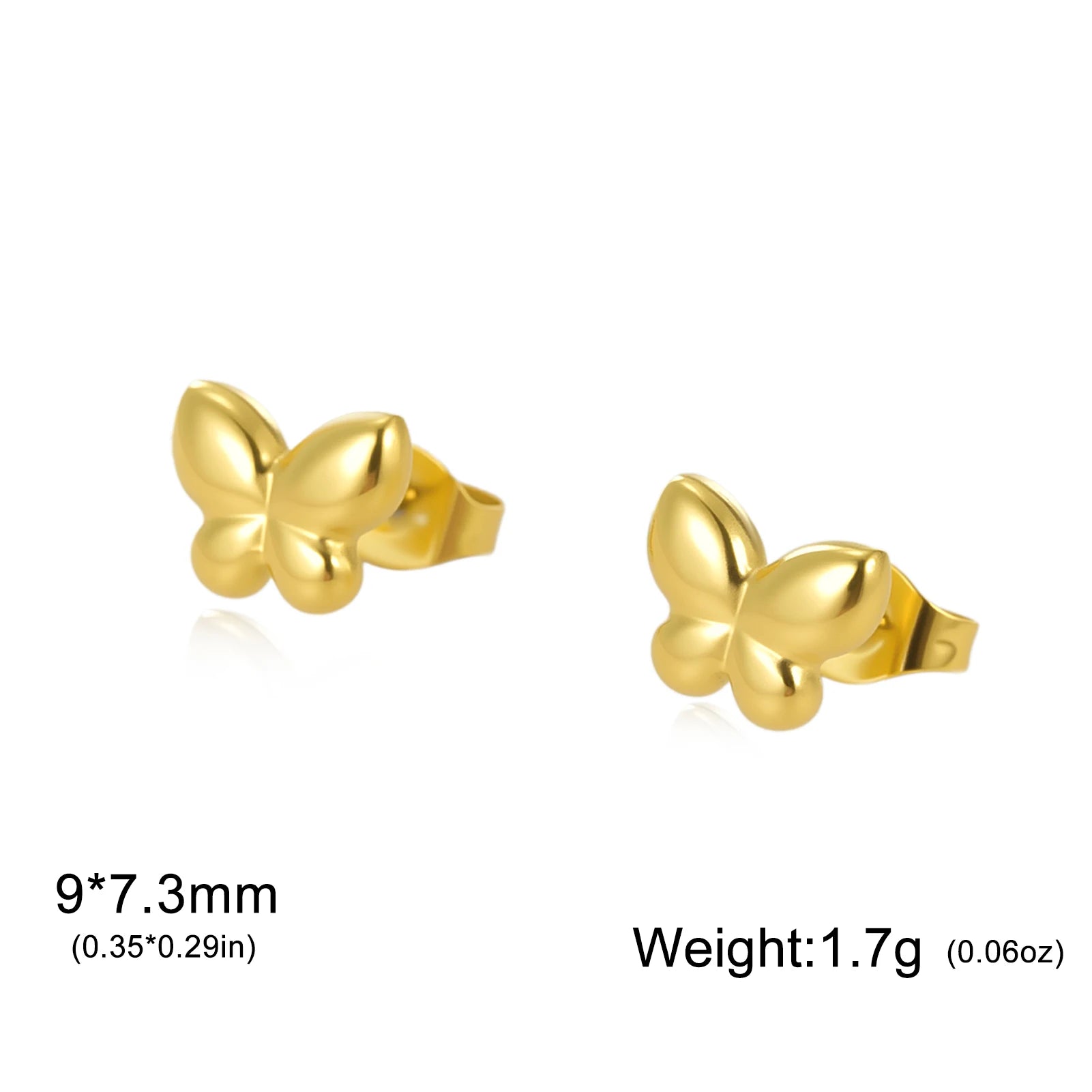 Teamer Mini Glossy Butterfly Stud Earrings Women Girls Gold Color Stainless Steel Cute Animal Jewelry Wholesale Birthday Gift