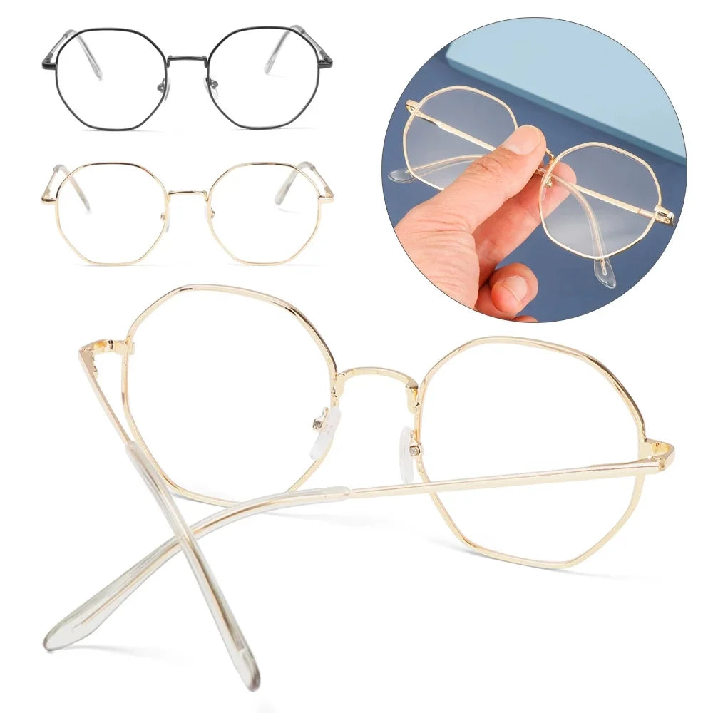 Women Vintage Anti-blue Light Glasses Men Trend Octagonal Frame Eyewear UV400 Optical Computer Eyeglasses