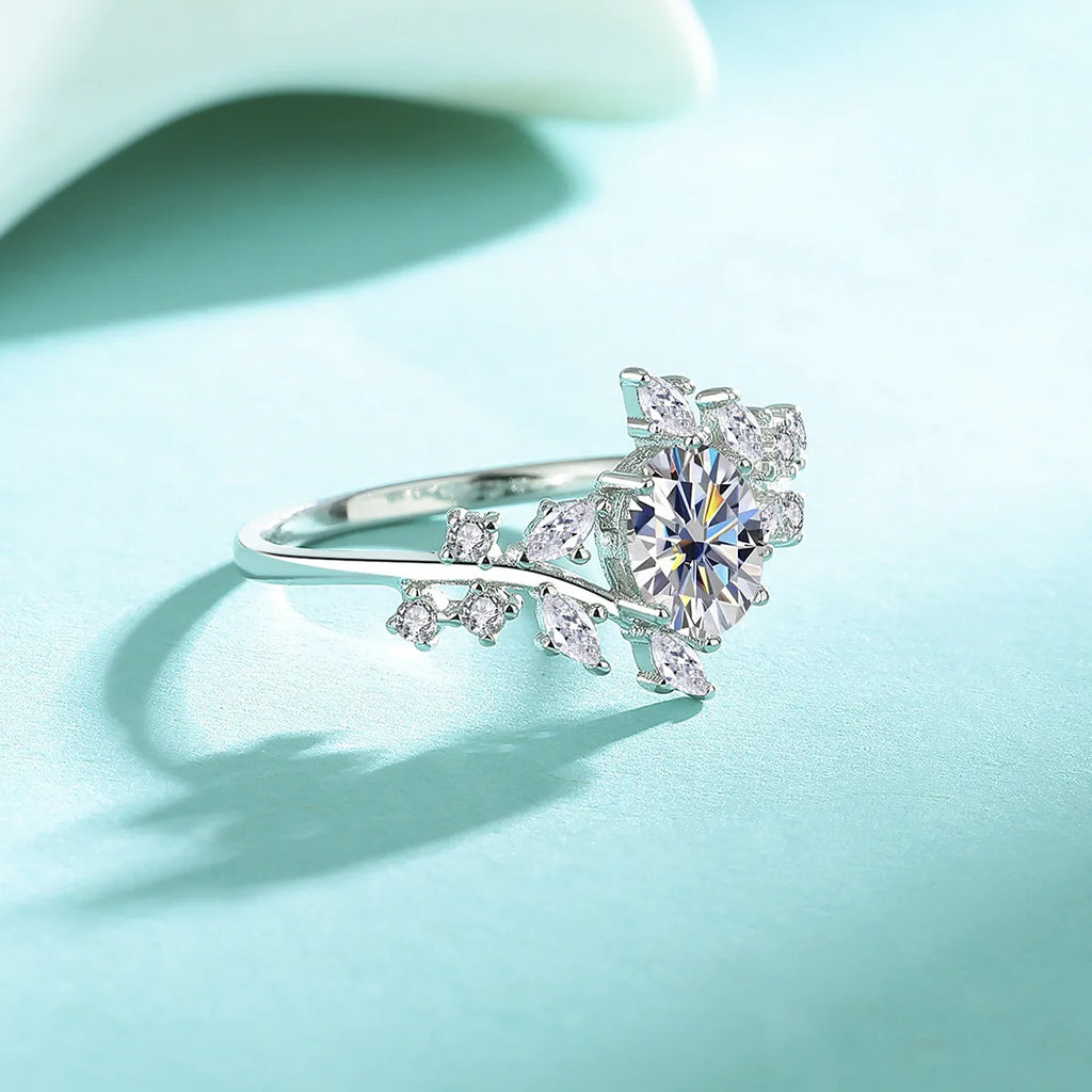 100% Platinum Pt950 Certified 1CT 5*7mn Oval Cut D VVS1 Moissanite Rings for Women 18K White Gold Diamond Band Wedding Jewelry