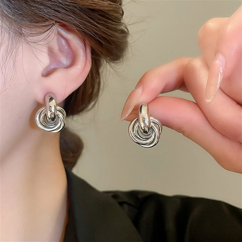 Fashion Stainless Steel Droplet Earrings for Women Vintage Exaggerated Geometric Dangle Drop Earring Party Wedding Jewelry Gifts