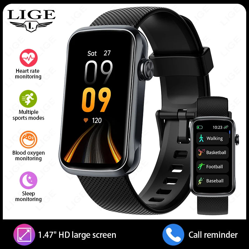 LIGE Smart Watch Women HD Bluetooth Call Bracelet Men Heart Rate Waterproof Smartwatch Sports Fitness Music Control Smartwatches