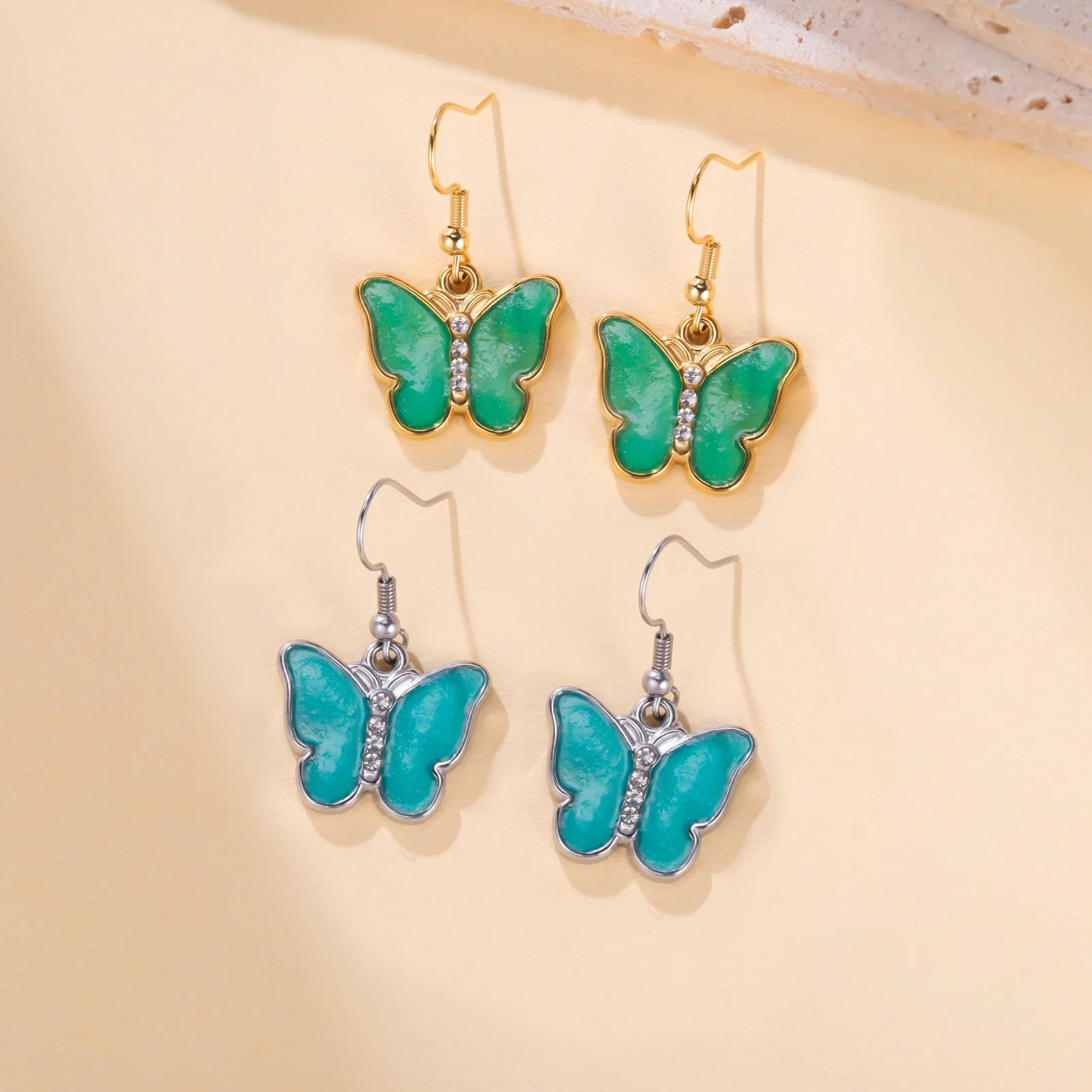 Cazador Stainless Steel Colorful Butterfly Earrings Drop Earrings For Women Girls Jewelry Party Birthday Gift Wholesale