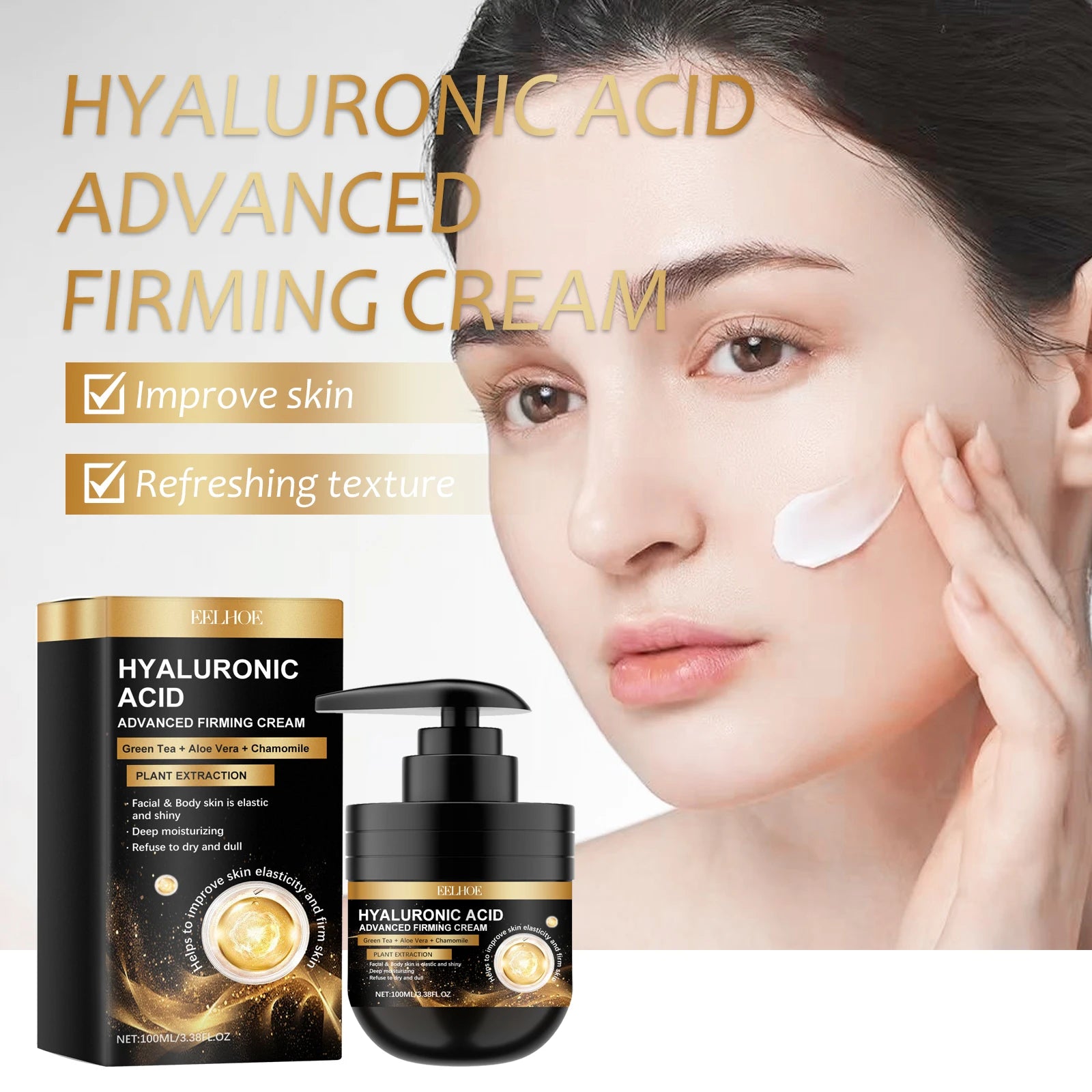 Hyaluronic Acid Face Cream Shrinking Pores Anti-Puffiness Oil Control Repair Damaged Brightening Skin Moisturizing Facial Cream
