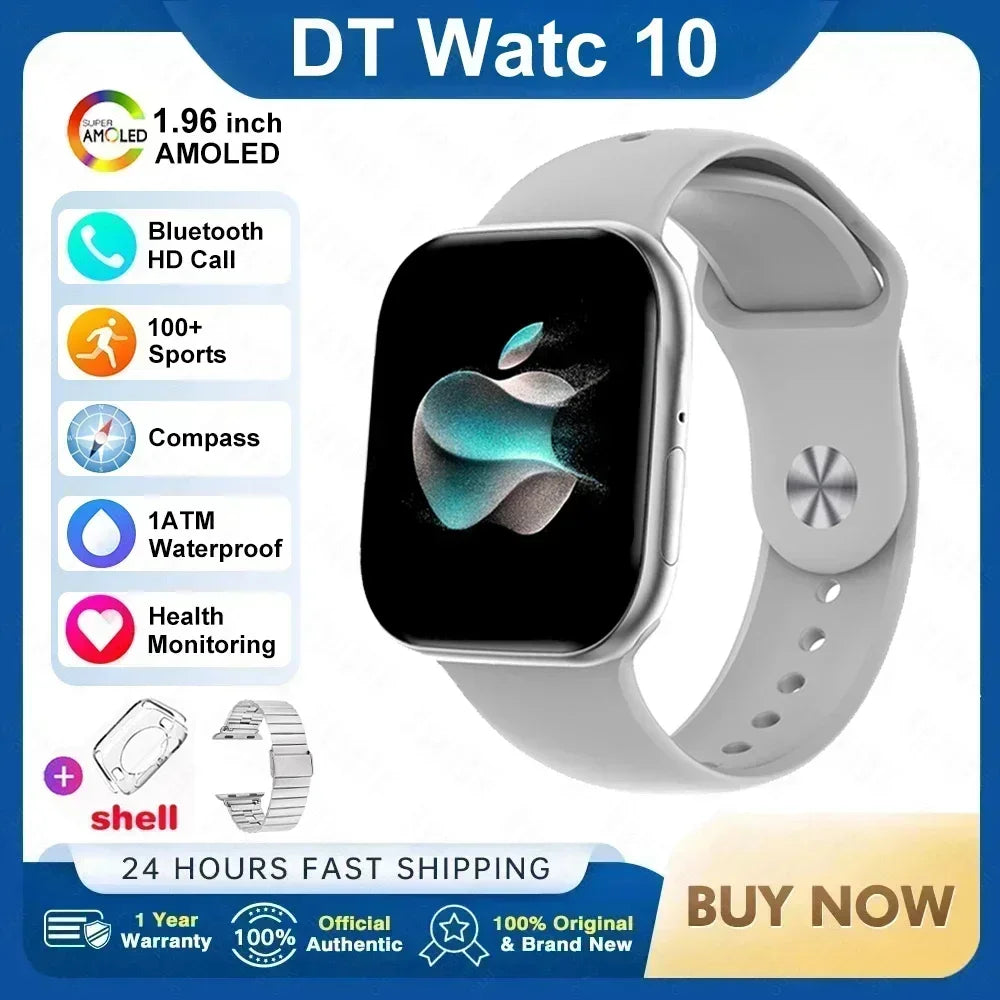 2025New For Apple DT Watch 10 Smart Watch Men HD AMOLED 32GB Memory Music 3D Surround Bluetooth Call Waterproof Smartwatch Woman