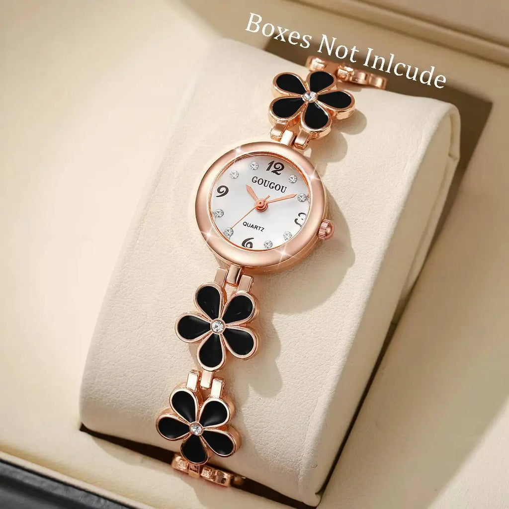Elegant Flower Bracelet Strap Women Watches Fashion Diamond Arabic Dial Ladies Wristwatches Reloj Mujer（Without Box）