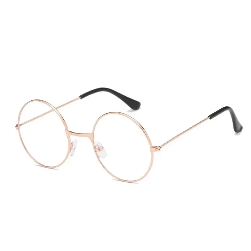 Fashion Round Glasses Accessories Anime Round Blue Light Glasses Metal Flat Men And Women Retro Art Glasses Clothing Prop Gift