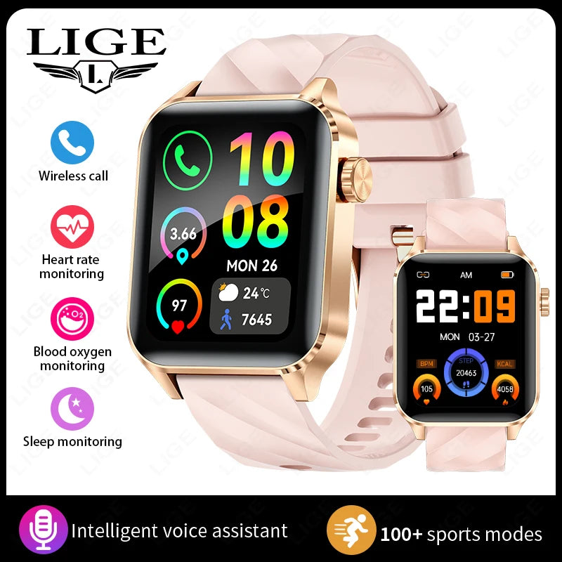 New LIGE Men Smart Watch Military Fitness Tracker Smartwatch Man Bluetooth Call Watches Waterproof Sports Smartwatch For Xiaomi
