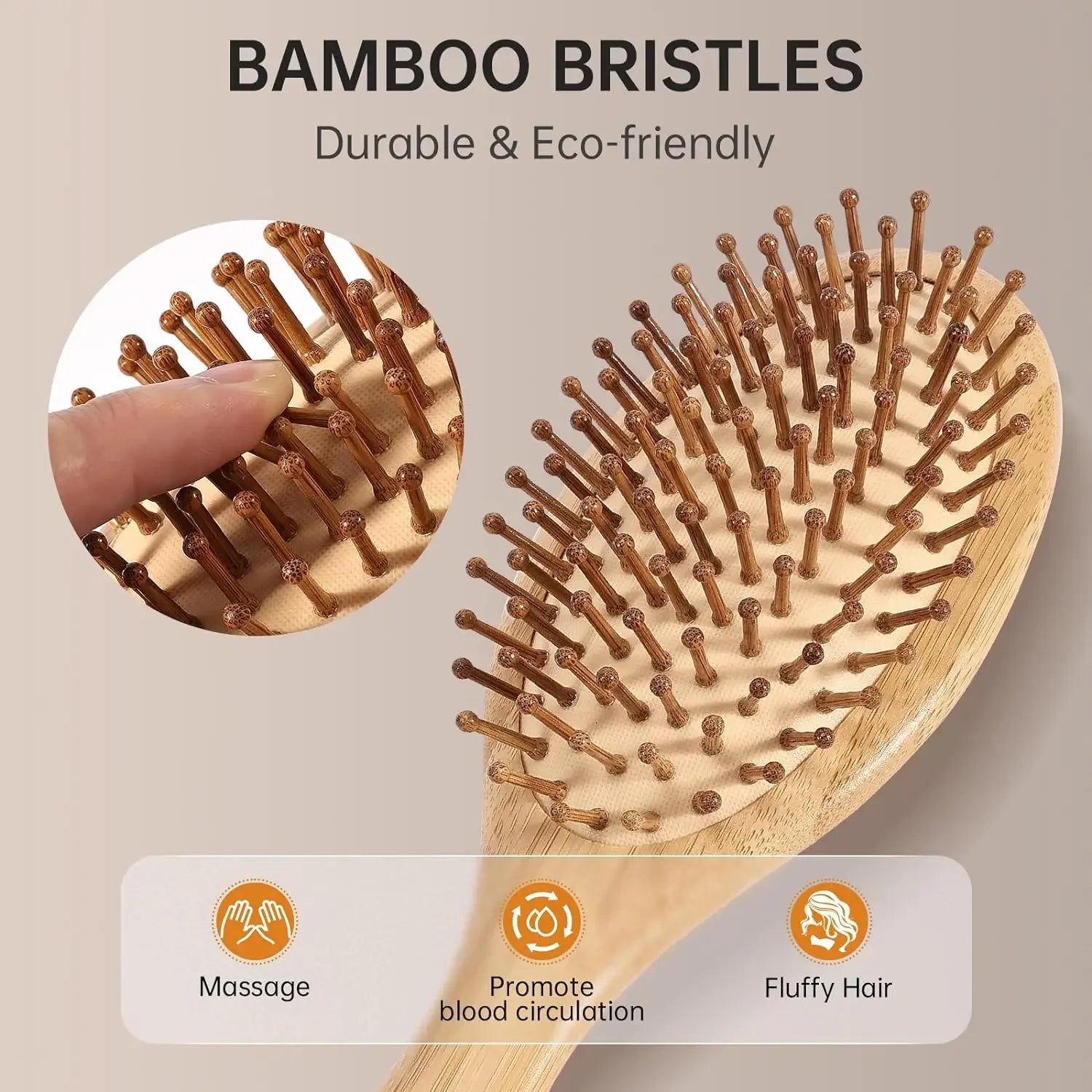 Natural bamboo paddle comb air cushion comb scalp massage anti-static tangle free comb,Special for real hair wigs