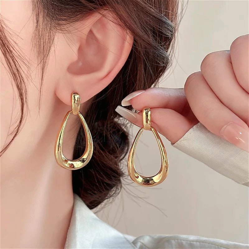 Fashion Stainless Steel Droplet Earrings for Women Vintage Exaggerated Geometric Dangle Drop Earring Party Wedding Jewelry Gifts