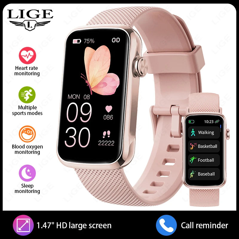 LIGE Smart Watch Women HD Bluetooth Call Bracelet Men Heart Rate Waterproof Smartwatch Sports Fitness Music Control Smartwatches