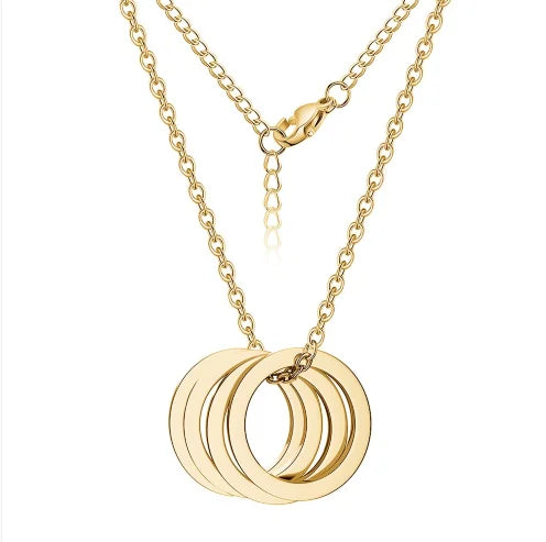 COOLTIME Custom Name Round Pendant Necklace Stainless Steel Trend Engraved Letter Necklace Jewelry Gift for Women