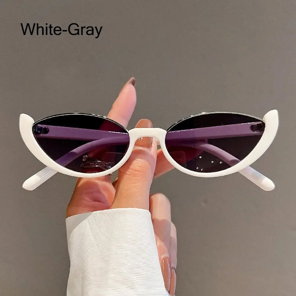 Vintage Small Cat Eye Sunglasses for Women Trendy Half-frame Sun Glasses UV400 Fashion Shades Eyewear Summer Anti UV Sunglasses