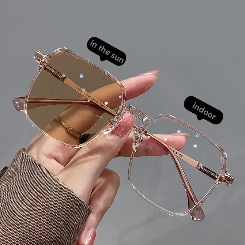 New Style Photochromic Myopia Glasses Men Women Color Changing Eyeglasses Anti UV Sunglasses Luxury Short-sighted Eyewear 0~-6.0