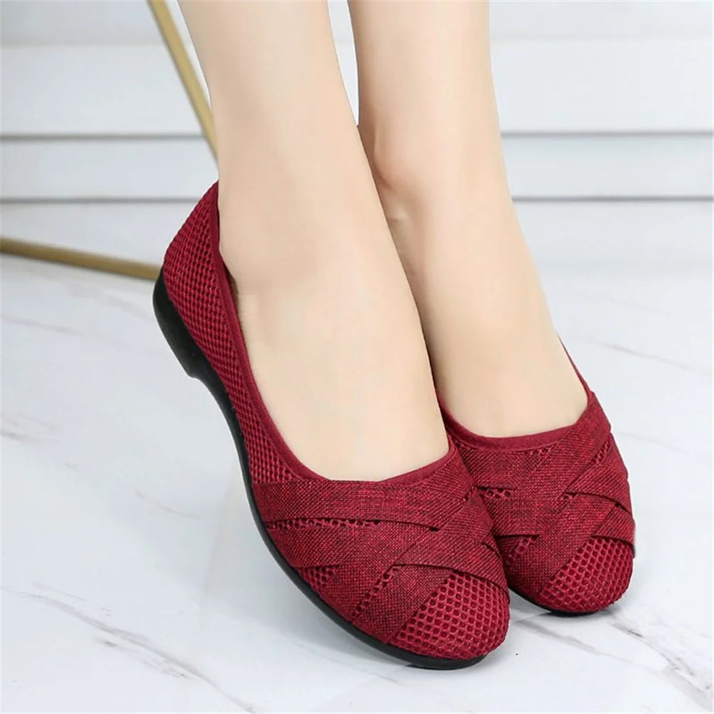 women fashion light weight plus size mesh breathable spring slip on flat loafers lady casual comfort office work shoes b607