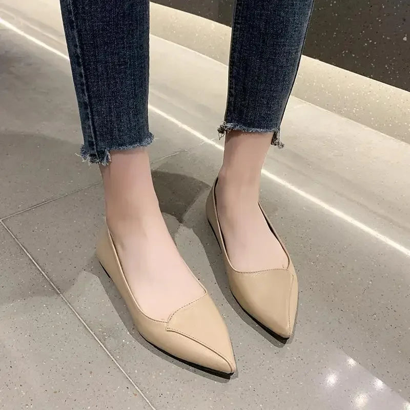 Simple Solid Coloured Women's Flats Classic Fashionable Style Pointed Toe Suitable for Business Office Comfortable To Wear