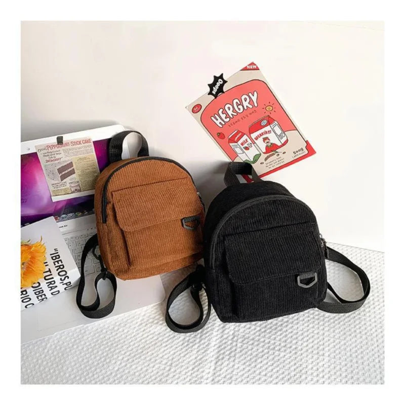 Mini Backpack ins super popular cute commuting makeup bag corduroy texture student versatile backpack