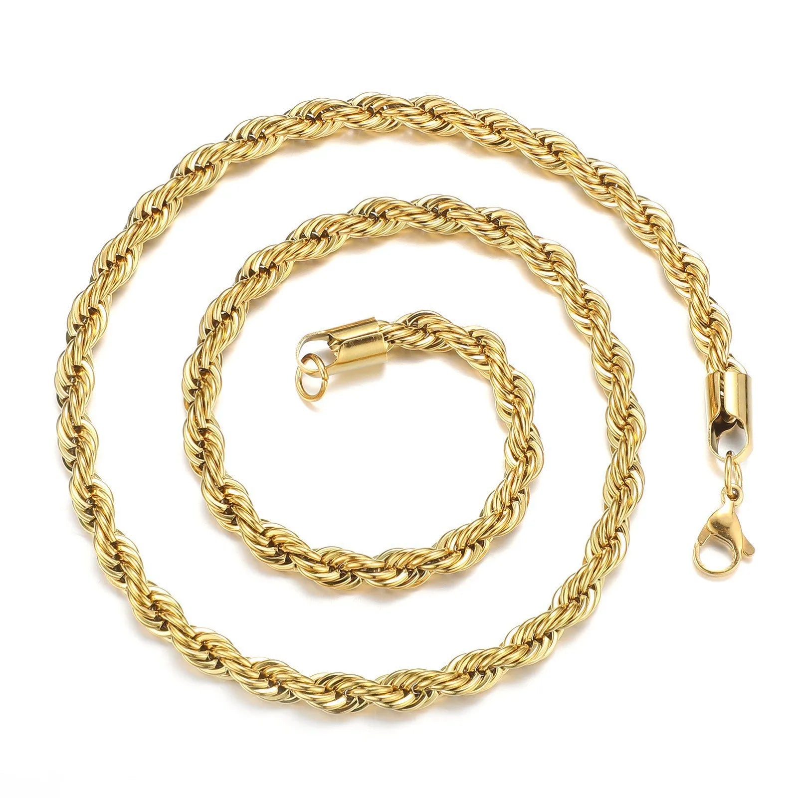 YQ 316L Stainless Steel Twisted Rope Chain Necklace For Men Women Jewelry Accessories