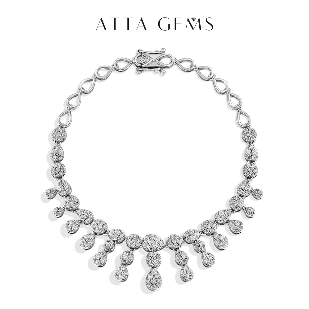 ATTAGEMS Real Moissanite Jewelry Set for Women D VVS1 S925 Sterling Silver Luxury Ring Earrings Bracelet Necklace  Wedding Gifts