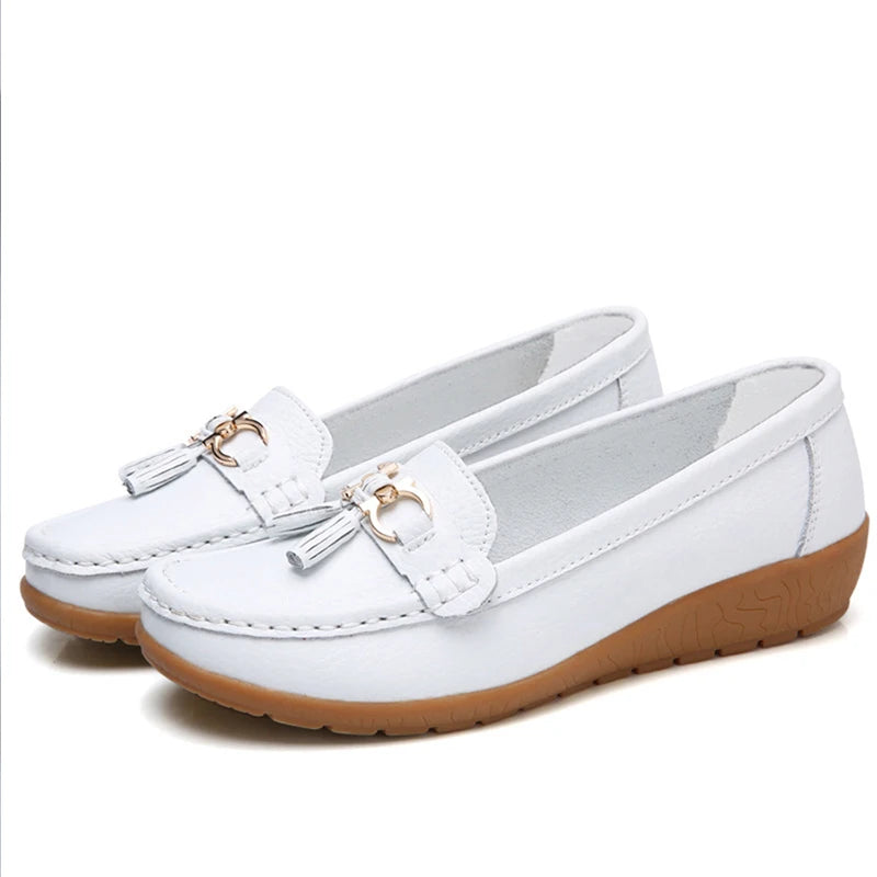 Women Shoes Nurse Loafers Shoes Classics Flats Zapatos Mujer Comfortable Flat Shoes Women White Casual Leather Women's Footwear