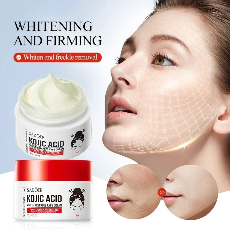 SADOER Kojic Acid Skin Care Sets Moisturizing Freckle Removing Face Cream Anti Dark Circles Eye Cream Travel Size Skin Care