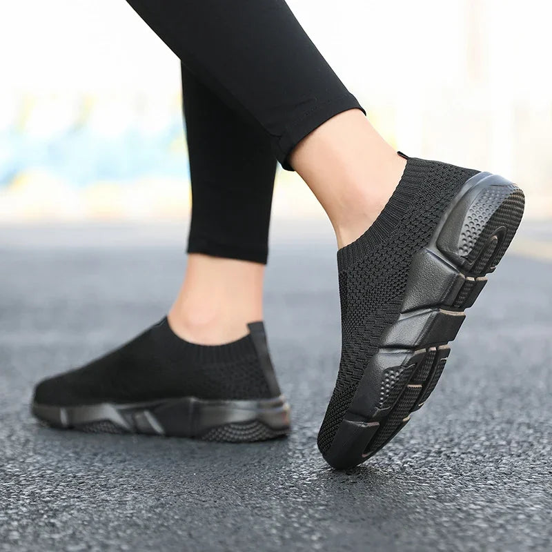 Sneakers Women Shoes Knitting Sock Sneakers Women Slip On Laides Walking Shoes for Woman Loafers Flats Tenis Famela Plus Size
