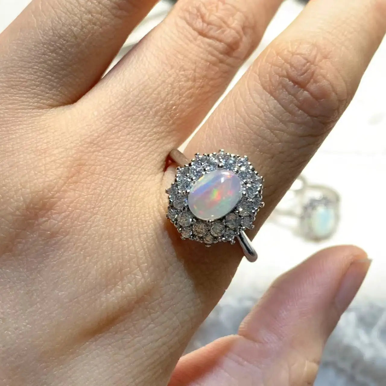 8*6MM Natural Opal Ring Adjustable Female Ring Jewelry for Women Gift Wholesale High Quality Vintage Fine