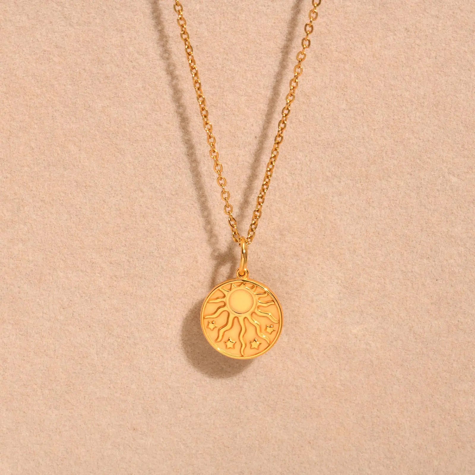 Stainless Steel Spiral Sun Flower Pendant Necklace for Women 18K Gold Plated Stackable Boho Necklace Waterproof Fashion Jewelry