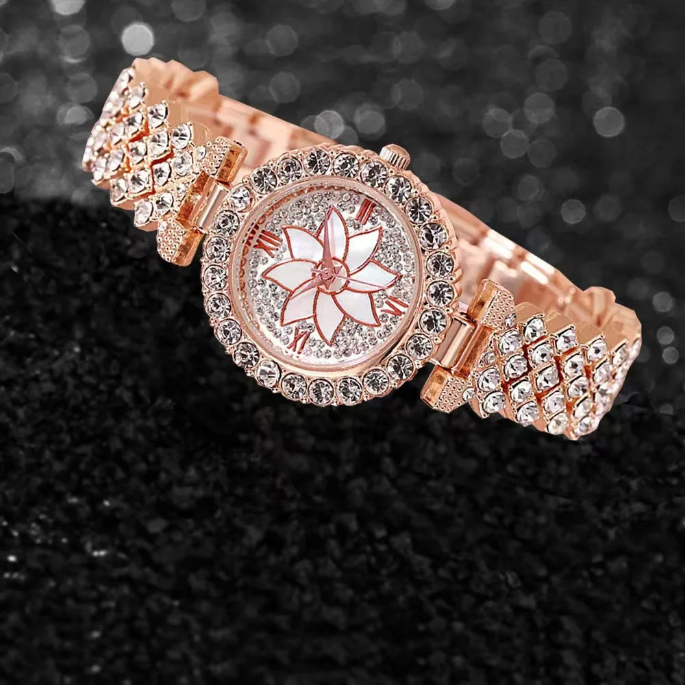 3 PCS/Set Sanrio Luxury Women Diamond Rhinestone Fashion Elegant Wristwatch Quartz Watch Hello Kitty necklace bracelet For Girl