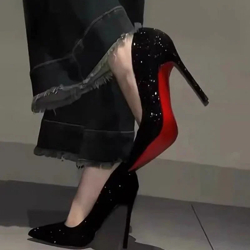 Women's High Heels 2025 Summer New Pointy Skinny High Heel Casual Fashion Sequined Heels Tacones Mujer pumps women shoes