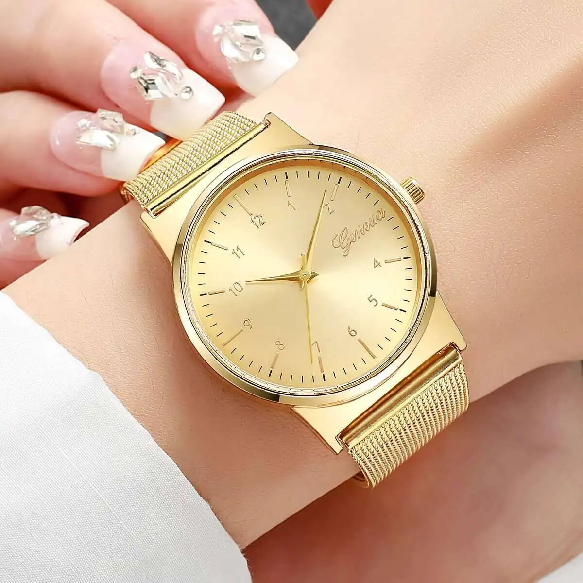 1/2PCS Fashion Women Watches Set Simple Mesh Band Arabic Dial Quartz Watch For Ladies Clock Reloj Mujer（Without Box）