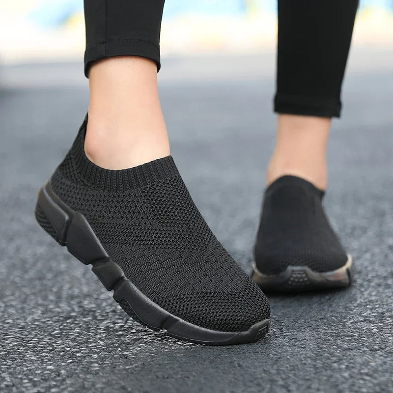 Sneakers Women Shoes Knitting Sock Sneakers Women Slip On Laides Walking Shoes for Woman Loafers Flats Tenis Famela Plus Size