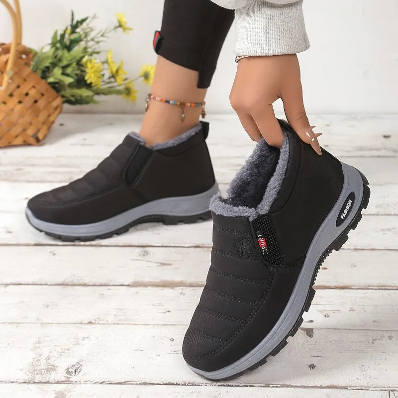 Large Size Women's Cotton Boots, Cold Resistant and Warm Cotton Boots, High Top Snow Boots with Thickened Fleece