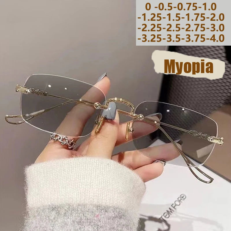 Photo-sensitive Color-changing Anti-blue-light Glasses, Rimless And Elegant Style For Women.2190