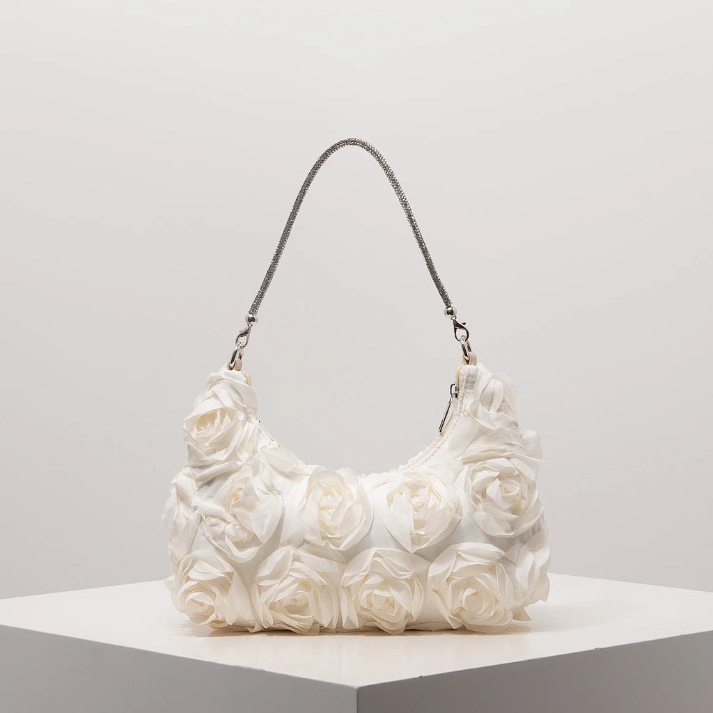 Rose Flower Shoulder Bag, Prom Dresses for Women, Sequin Bag, Luxury Handbag, Elegant Bag for Women, Wedding Items (Random Pattern)