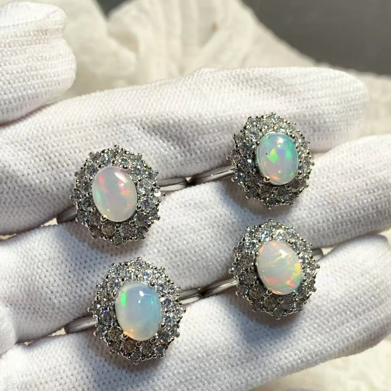 8*6MM Natural Opal Ring Adjustable Female Ring Jewelry for Women Gift Wholesale High Quality Vintage Fine