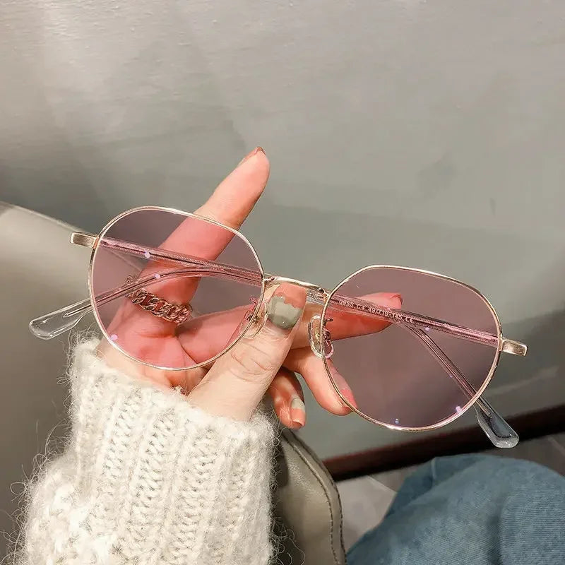 Fashion Photochromic Myopia Glasses Men Women Vintage Finished Near Sight Eyeglasses Retro Round Frame Intelligent Sunglasses