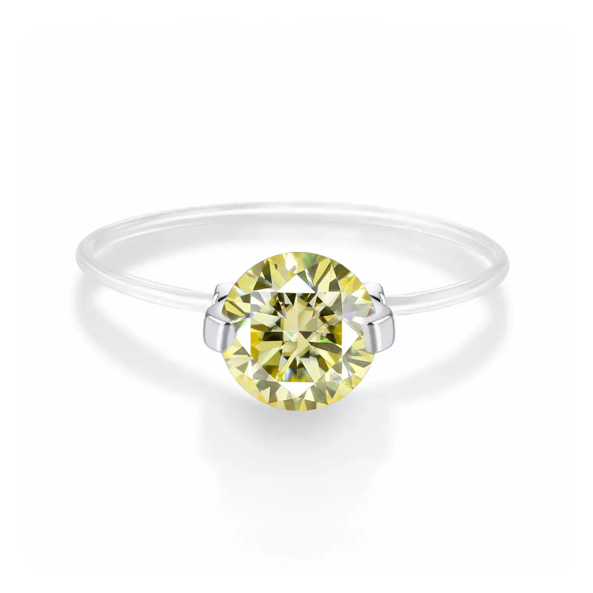 MUXIFC Transparent Fishing Line Moissanite Engagement Ring for Women S925 Silver GRA Pink Blue Diamond Ring Wedding Band Jewelry